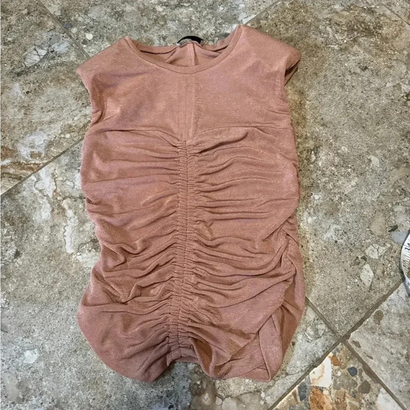 Zara Tops - zara runched shimmer top with shoulder pads